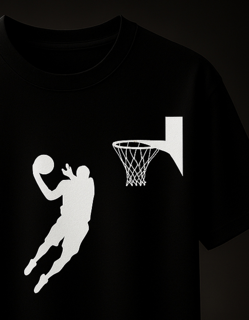 Black Oversized T-shirt with "Basketball Dunk Silhouette"