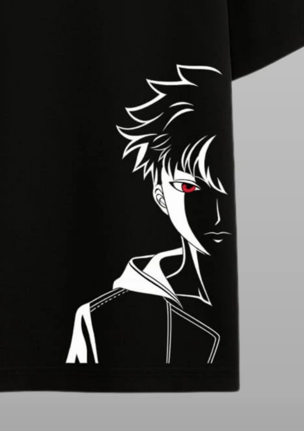Black Oversized T-shirt with “Manga Silhouette Red Eye”